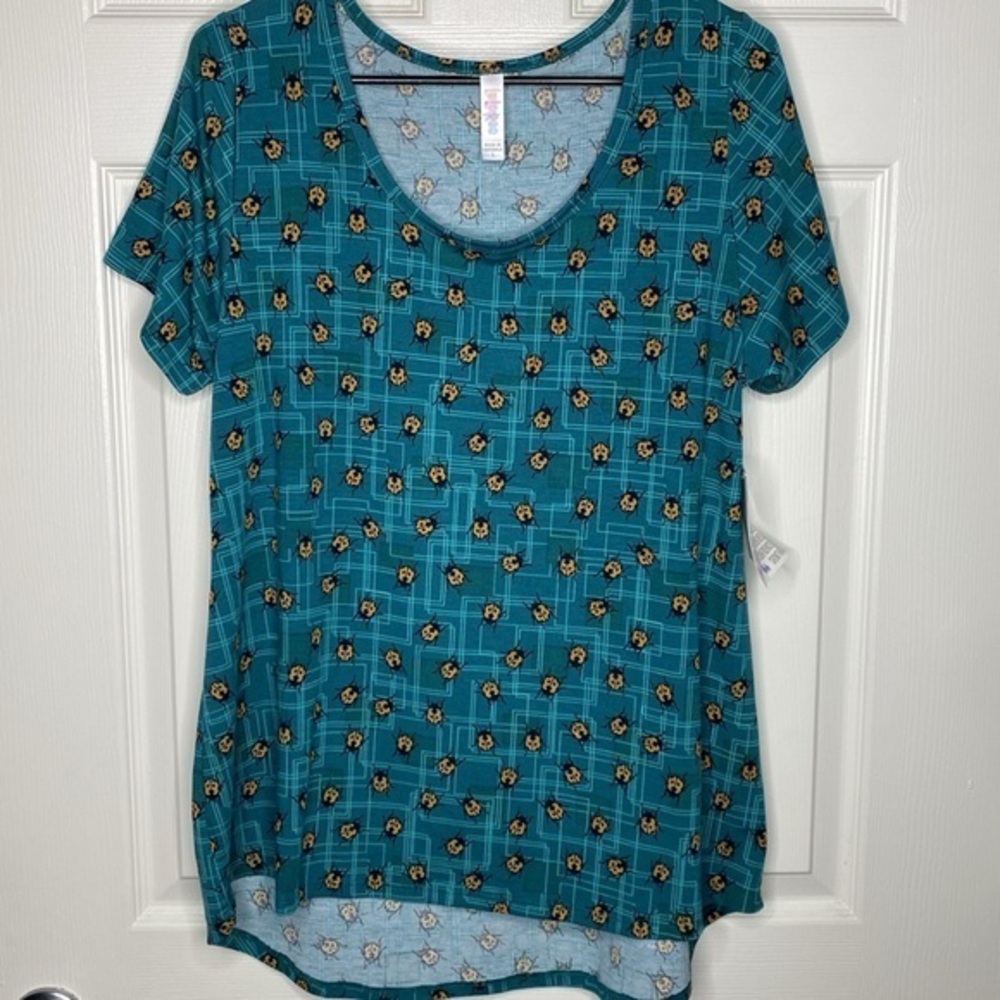 LuLaRoe classic tee teal ladybug NWT
